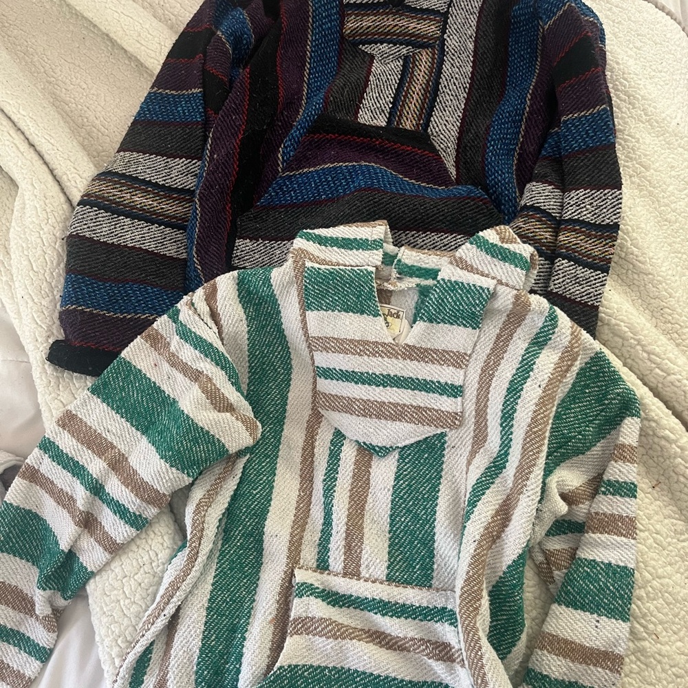 Striped Baja Hoodies in Green and Multicolor